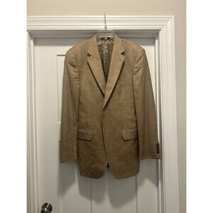 Jos A Bank Sport Coat Blazer Mens Size 40 L Silk Wool Blend Tan Beige 2 Button
